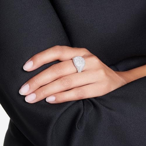 Swarovski Meteora Cocktail Ring for Women, Clear Crystals, Rhodium Finished Metal, Elegant Evening Party Ring, 10G vidéo