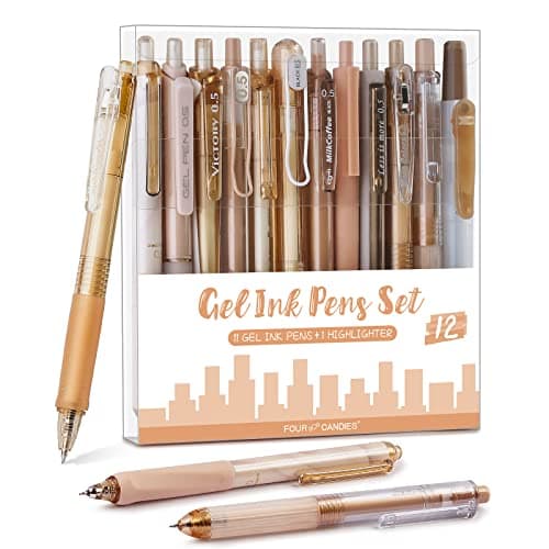 Four Candies Rose Series Gel Pens with Black & Pink Ink for Women Back to School Aesthetic Desk Accessories
| Four Cand