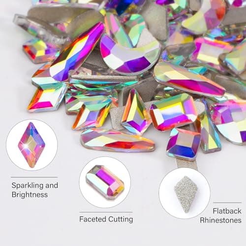 CANVALITE 3D Glass AB Crystals Rhinestones for DIY Nail Art Shiny Multi Shape 2518Pcs 12 Styles for Nail Art Enthusiasts