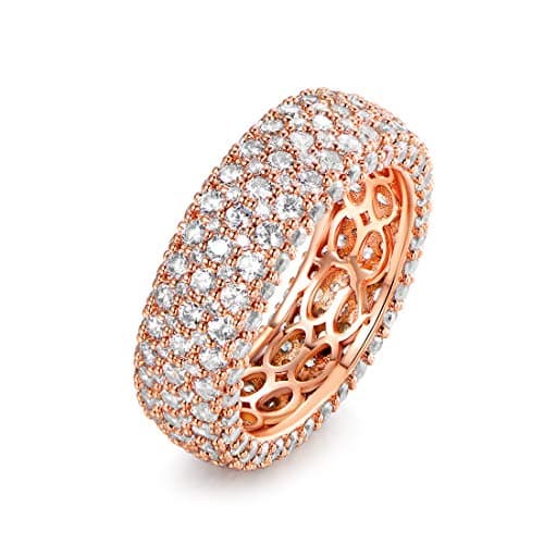 Women's 18k White or Rose Gold Plated Wide Eternity Ring Cubic Zirconia Wedding Band
| Women's 18k White or Rose Gold P