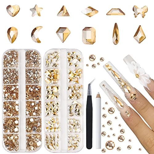 CANVALITE 3D Glass AB Crystals Rhinestones for DIY Nail Art Shiny Multi Shape 2518Pcs 12 Styles for Nail Art Enthusiasts