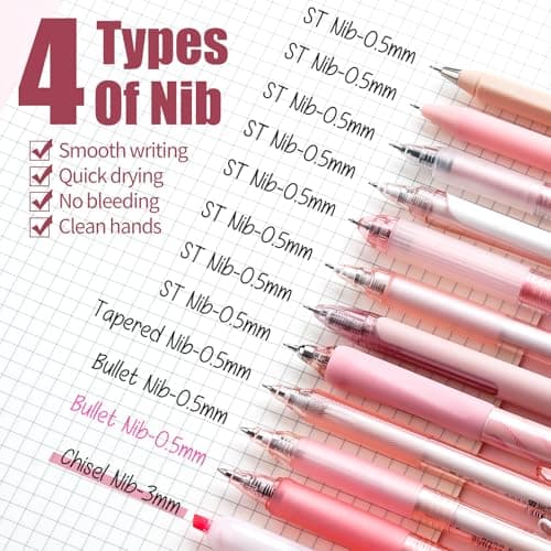 Four Candies Rose Series Gel Pens with Black & Pink Ink for Women Back to School Aesthetic Desk Accessories
| Four Cand