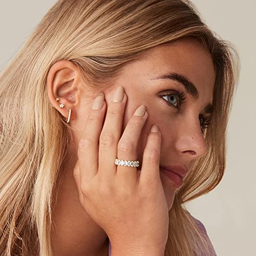 PAVOI 14K Gold Plated Oval Cubic Zirconia Love Ring and Eternity Ring - 5mm Stackable for Women - Stylish and Durable Je