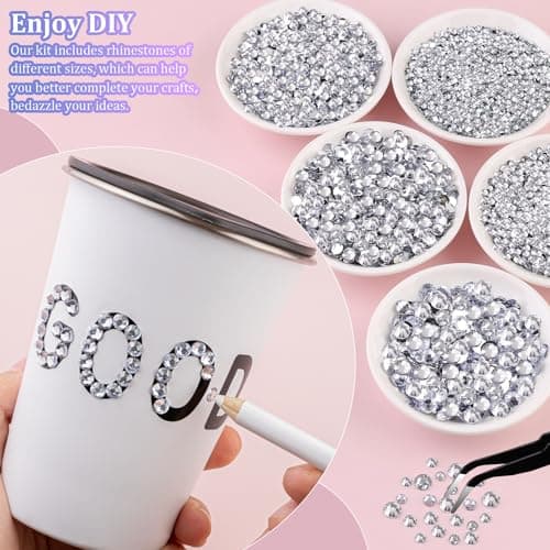 25000 Pcs Silver Clear Flatback Rhinestones for DIY Crafts
| Bedazzling Crystal with 3 Pcs 10ml B7000 Jewelry Glue for
