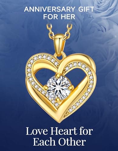 MomentWish Heart Moissanite Necklace for Women, Perfect Gift for Christmas and Birthday, D Color VVS1 Simulated Diamond