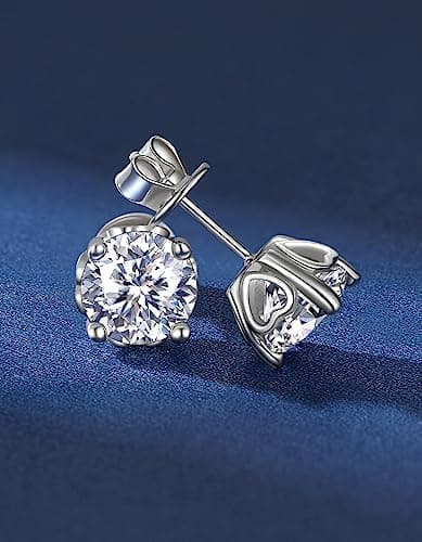 MomentWish Moissanite Earrings, Birthday Gifts for Women, Simulated Diamond Stud Earrings 925 Sterling Silver Jewelry Re