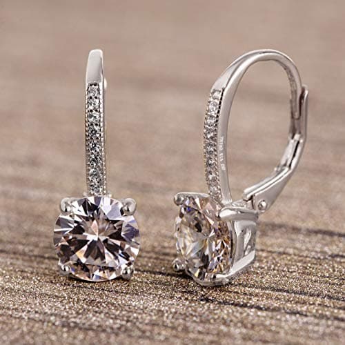 LESA MICHELE Rhodium Plated Sterling Silver Cubic Zirconia Drop Bridal Earrings for Women
| LESA MICHELE Rhodium Plated