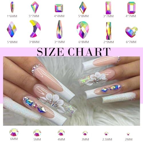 CANVALITE 3D Glass AB Crystals Rhinestones for DIY Nail Art Shiny Multi Shape 2518Pcs 12 Styles for Nail Art Enthusiasts