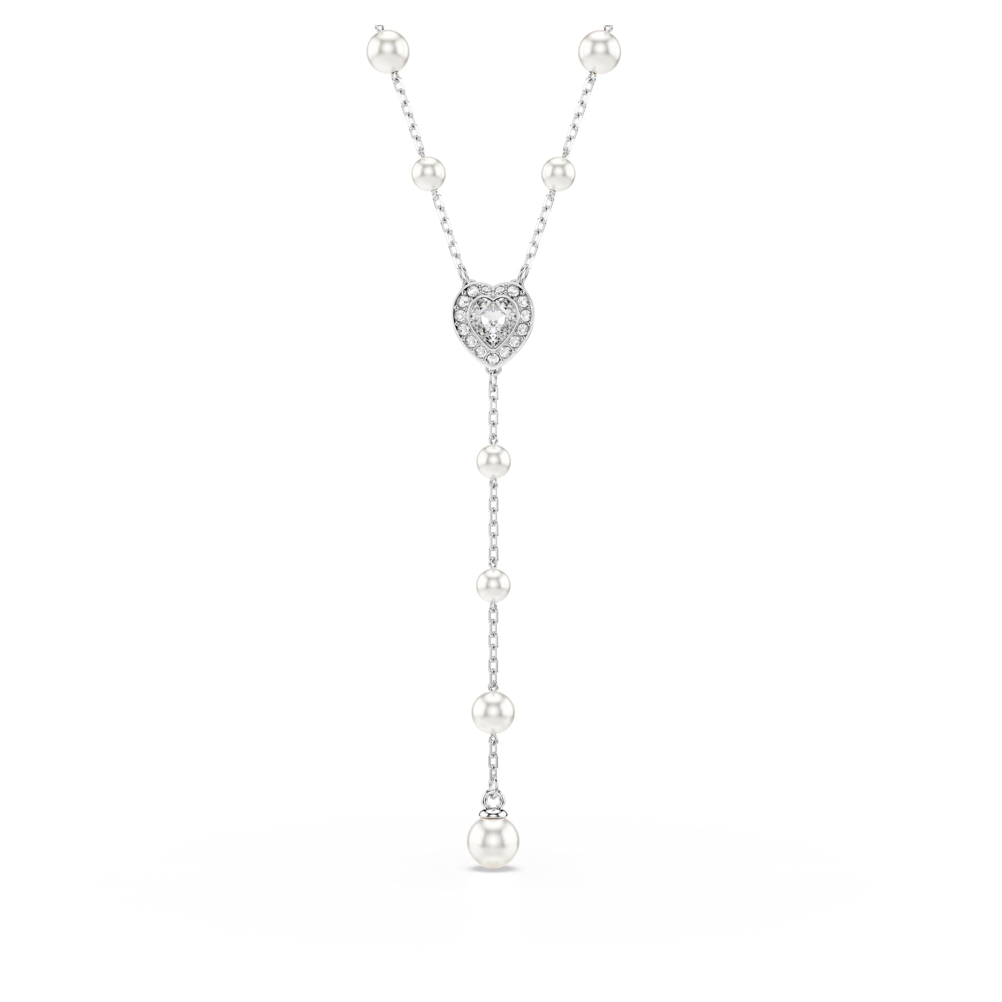 Swarovski Ariana Grande Y Style Crystal and Pearl Necklace - Glamorous Rhodium Finish for Fashionistas - Red Carpet and