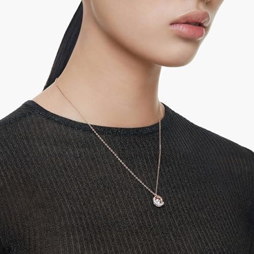 Swarovski Dextera Pendant Round Cut Clear Rose Gold-Tone Finished for Women Evening Party