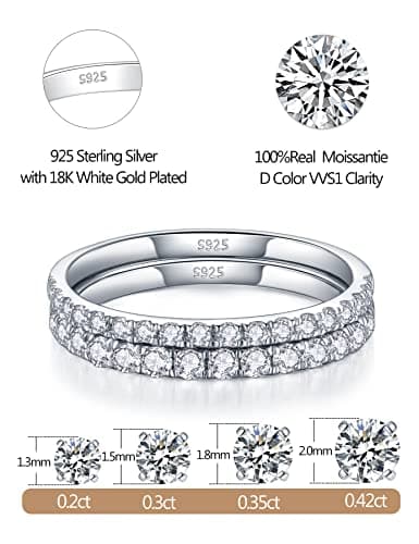 IMOLOVE Moissanite Engagement Ring for Women with 18K White Gold Plated 925 Sterling Silver Ring
| IMOLOVE Moissanite E