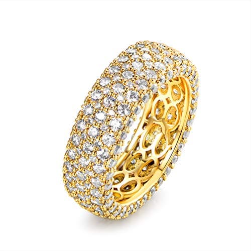 Women's 18k White or Rose Gold Plated Wide Eternity Ring Cubic Zirconia Wedding Band
| Women's 18k White or Rose Gold P