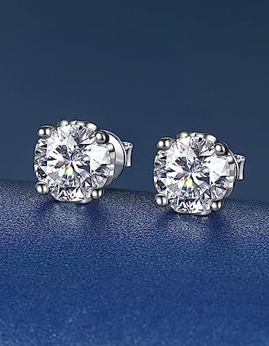 MomentWish Moissanite Earrings, Birthday Gifts for Women, Simulated Diamond Stud Earrings 925 Sterling Silver Jewelry Re