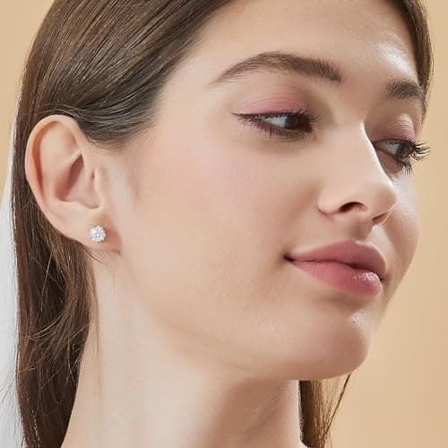 MomentWish Moissanite Earrings, Birthday Gifts for Women, Simulated Diamond Stud Earrings 925 Sterling Silver Jewelry Re