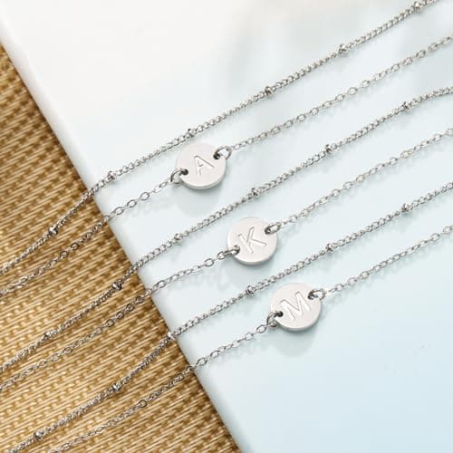 MONOZO Gold Plated Disc Bracelets for Women - Dainty 18K Real Gold Plated Personalized Letter A-Z Jewelry Gifts for Wome
