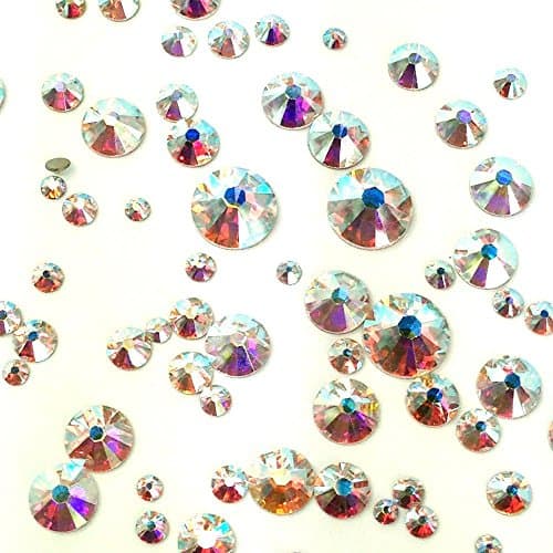 Swarovski 2058/2088 Crystal AB Mixed Flatbacks Rhinestones for Nail Art, Professional Quality, Ideal for Beginners and E