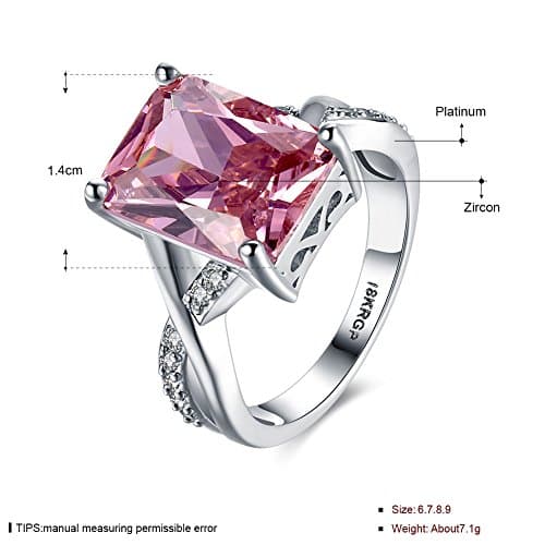 Duanmeinad Swarovski Crystal Rings For Women White Gold Plated Pink Zircon Size 6-9 - Elegant Jewelry for Special Occasi