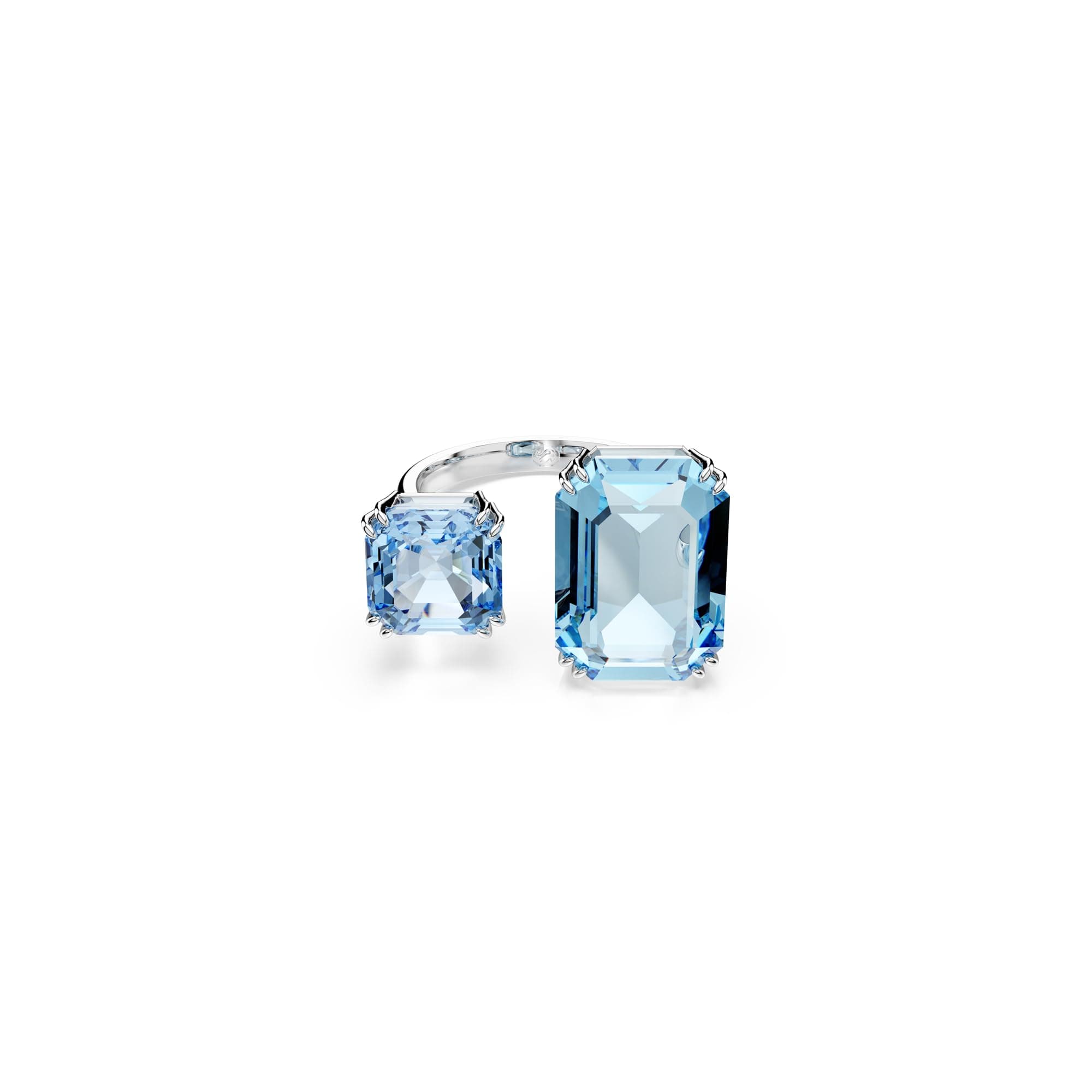 Swarovski Millenia Open Ring, Octagon Cut Blue Rhodium Finish for Fashionista Women Evening Party Jewelry