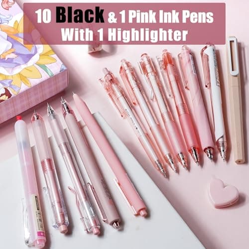 Four Candies Rose Series Gel Pens with Black & Pink Ink for Women Back to School Aesthetic Desk Accessories
| Four Cand