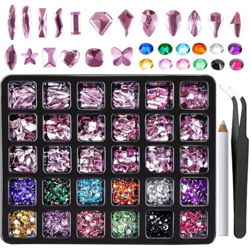 CANVALITE 3D Glass AB Crystals Rhinestones for DIY Nail Art Shiny Multi Shape 2518Pcs 12 Styles for Nail Art Enthusiasts