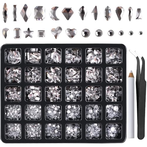 CANVALITE 3D Glass AB Crystals Rhinestones for DIY Nail Art Shiny Multi Shape 2518Pcs 12 Styles for Nail Art Enthusiasts