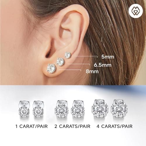 MomentWish Moissanite Earrings, Birthday Gifts for Women, Simulated Diamond Stud Earrings 925 Sterling Silver Jewelry Re