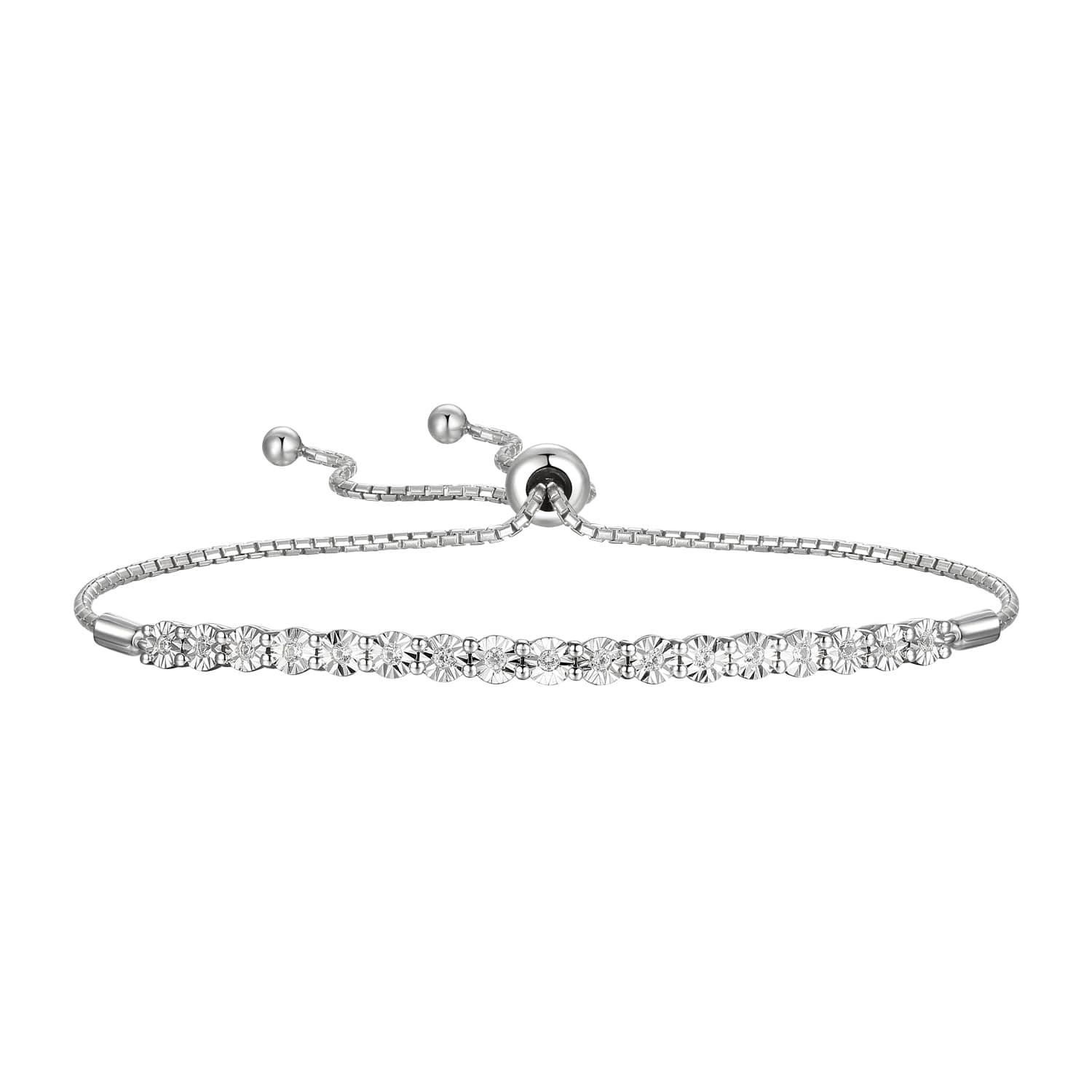 Tirafina Diamond Adjustable Bolo Bracelet for Women | 14K Rose Gold-Plated | Easy-On Easy-Off | 1/10 cttw | 6, 7 and 8 I