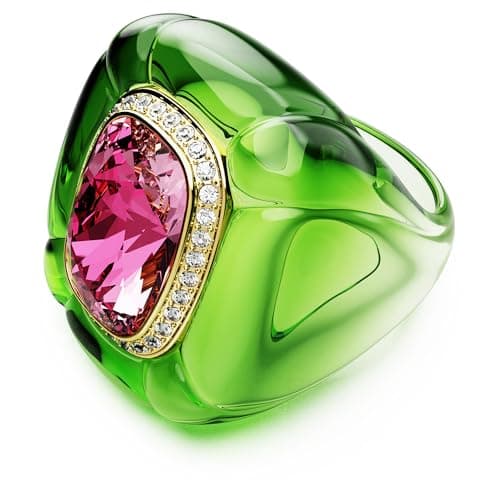 Swarovski Dulcis Multicolored Cocktail Ring, Cushion Cut, Pavé, Size 6 3/4 for Women at Parties and Special Occasions