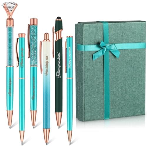 Yeaqee Blue Diamond Ballpoint Pen Set for Women Gift 2025 Crystal Motivational Office Supplies with Gift Box Nurse Teach