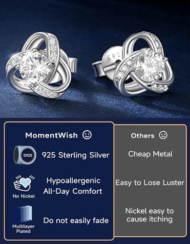 Moissanite Earrings for Women Gifts for Christmas 1/2 Carat D Color VVS1 Moissanite Stud Earrings 925 Sterling Silver Ha