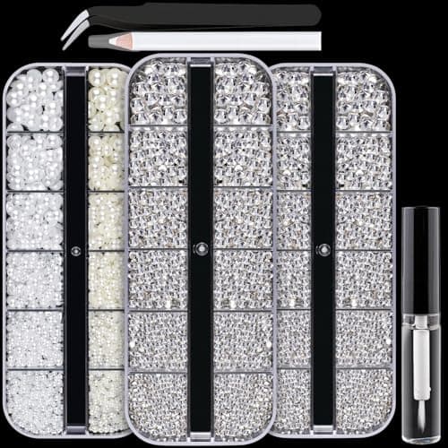 BELLEBOOST Iridescent Multi Shapes 3D Glass AB Crystal Nail Art Kit for Craft Decoration with Picks and Tweezers