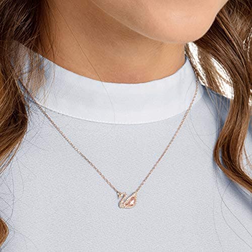 Swarovski Dazzling Swan Necklace for Women Rose Gold/Rose Gold Shiny Plating Versatile Jewelry One Size