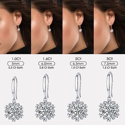 Moissanite Hoop Drop Earrings for Women 1Ct-3Ct Gifts for Wife Her Mom Girlfriend Daughter