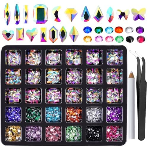 CANVALITE 3D Glass AB Crystals Rhinestones for DIY Nail Art Shiny Multi Shape 2518Pcs 12 Styles for Nail Art Enthusiasts
