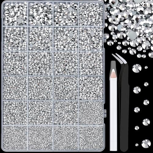 25000 Pcs Silver Clear Flatback Rhinestones for DIY Crafts
| Bedazzling Crystal with 3 Pcs 10ml B7000 Jewelry Glue for