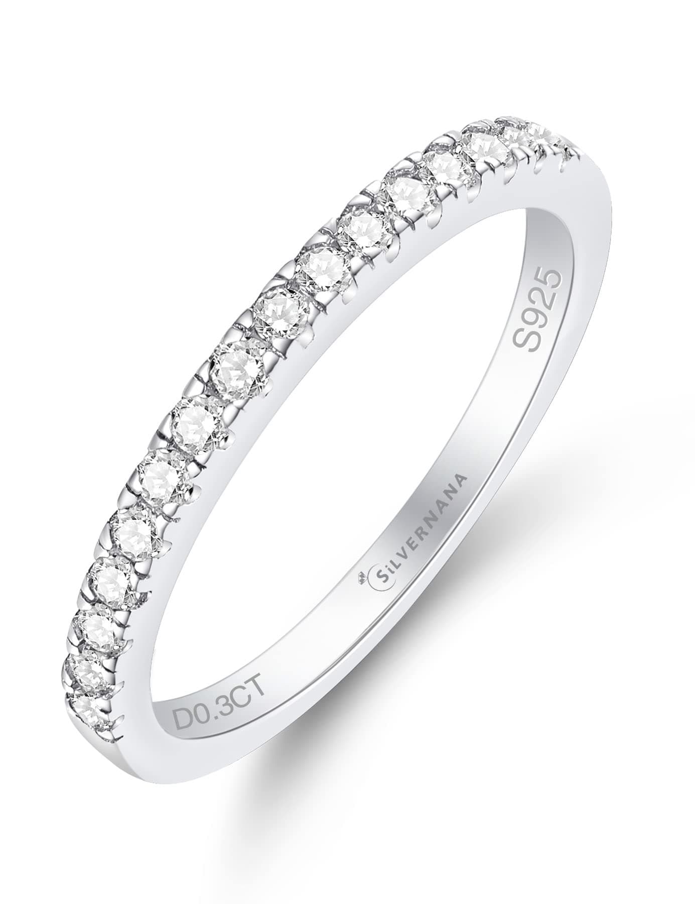 SilverNana Moissanite Wedding Band, 925 Sterling Silver Stackable Eternity Rings for Women Size 4-10
SilverNana Moissani