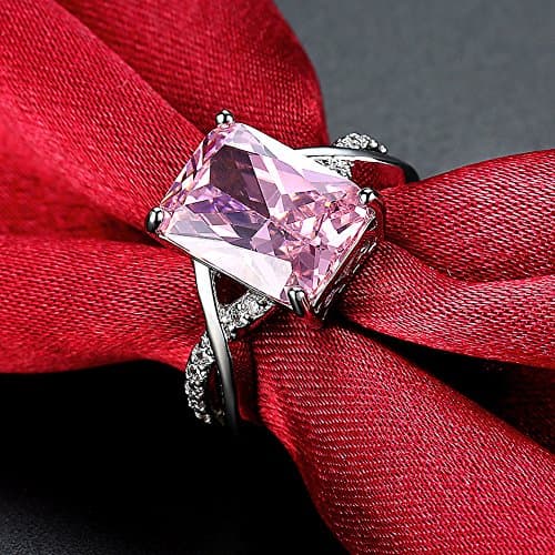 Duanmeinad Swarovski Crystal Rings For Women White Gold Plated Pink Zircon Size 6-9 - Elegant Jewelry for Special Occasi