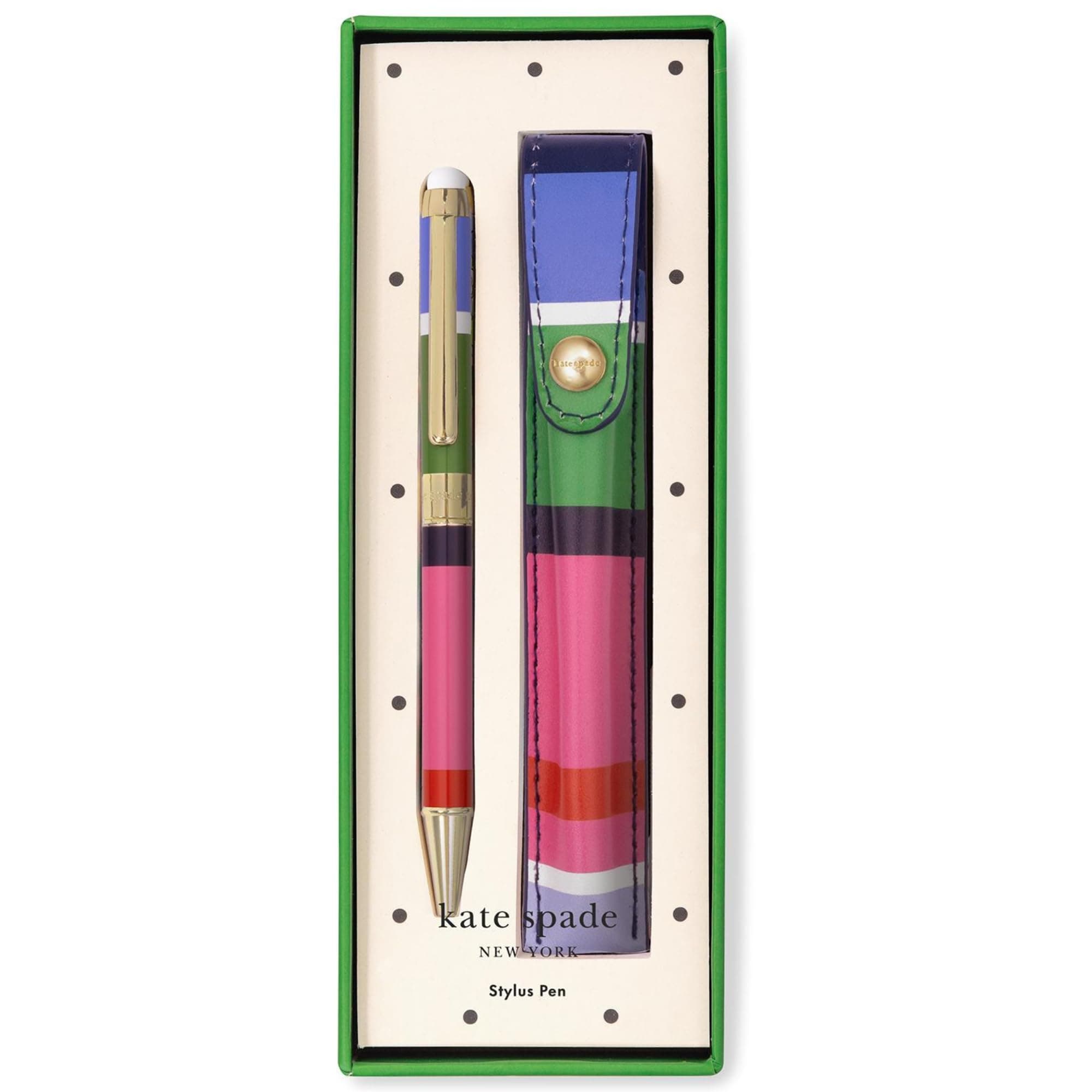 Kate Spade New York Stylus Pen for Touch Screens | Metal Ballpoint Pen with Black Ink and Storage Pouch | Women Tech Lov