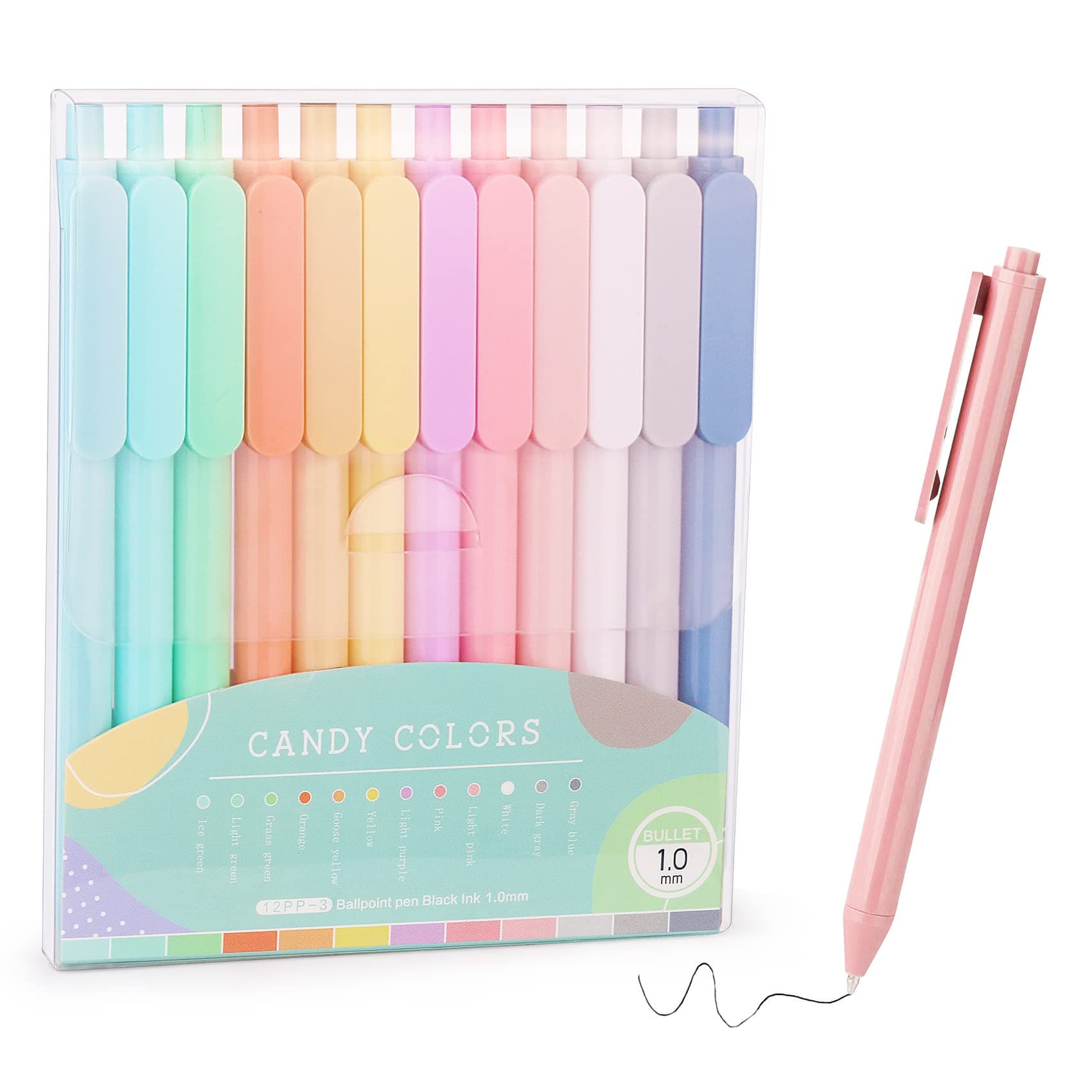 WY WENYUAN Comfortable Pastel Retractable 12-Pcs Ballpoint Pens for Women Office Gift
| WY WENYUAN Black Ink Medium Poi