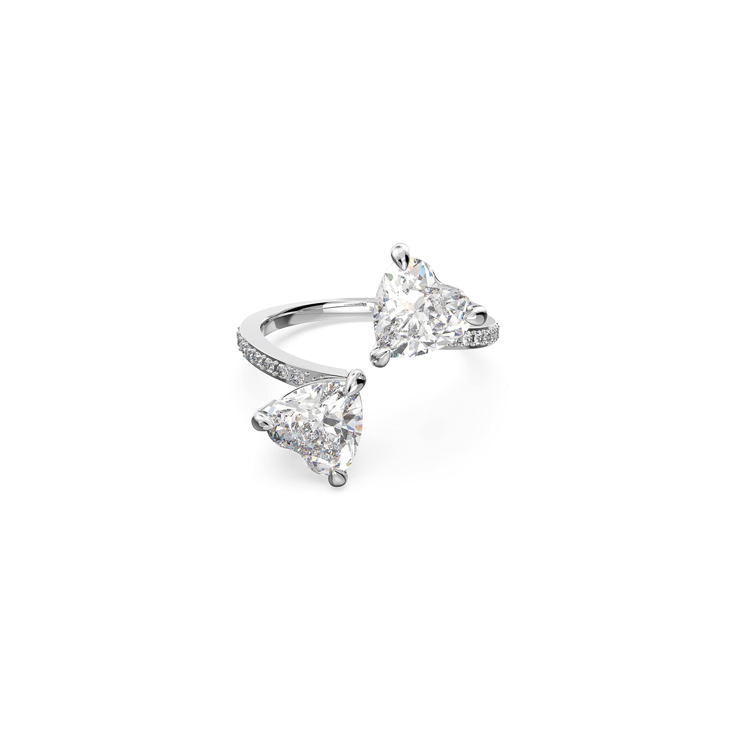 Swarovski Attract Soul Double Heart Ring, Rhodium Finish, Wedding Anniversary Gift for Her