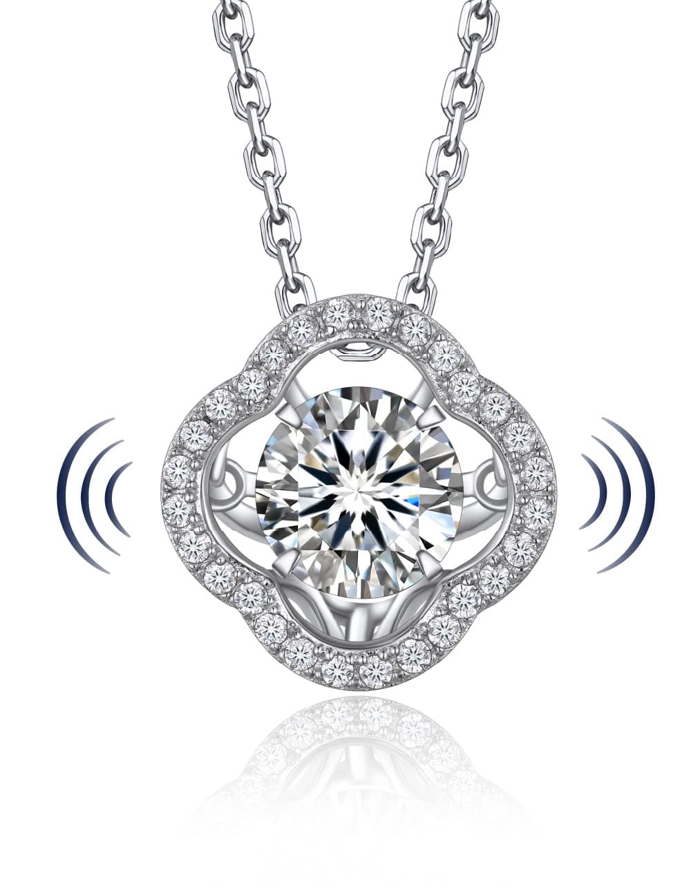 MomentWish Heart Necklace for Women, Sparkling Gift for Her 925 Sterling Silver Dance Necklace for Anniversary Christmas