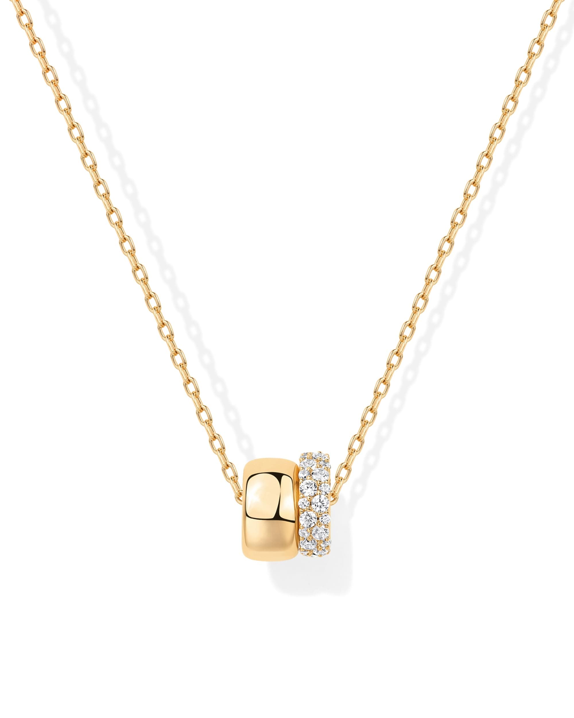 PAVOI 14K Gold Plated Cubic Zirconia Rondelle Pendant Necklace for Women | Elegant Two-Toned Dainty CZ Necklaces