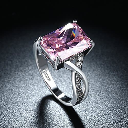 Duanmeinad Swarovski Crystal Rings For Women White Gold Plated Pink Zircon Size 6-9 - Elegant Jewelry for Special Occasi