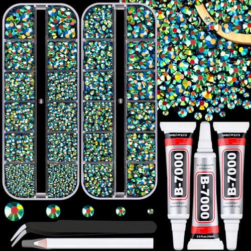 25000 Pcs Silver Clear Flatback Rhinestones for DIY Crafts
| Bedazzling Crystal with 3 Pcs 10ml B7000 Jewelry Glue for