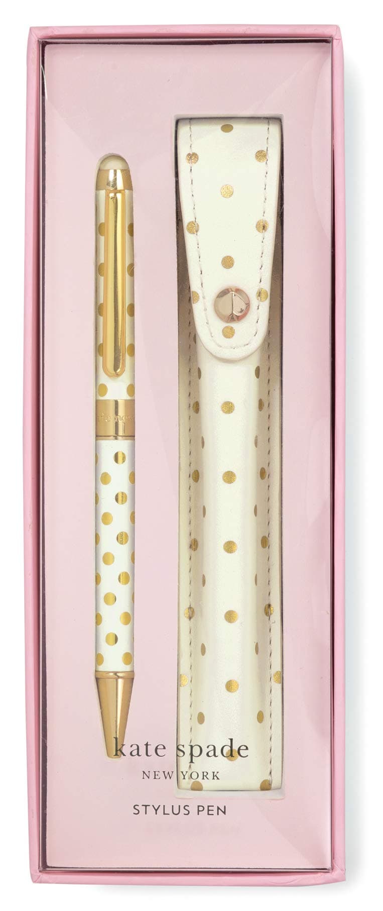 Kate Spade New York Black Ink Ballpoint Pen with Stylus Tip and Storage Pouch for Professionals and Students on the Go