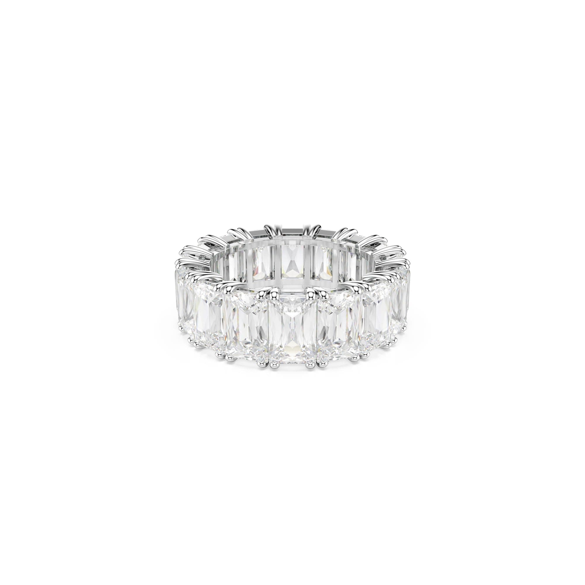 Swarovski Matrix Vittore Clear Baguette Ring for Women Rhodium Finish Size 8