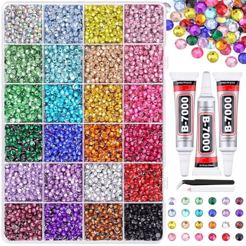 25000 Pcs Silver Clear Flatback Rhinestones for DIY Crafts
| Bedazzling Crystal with 3 Pcs 10ml B7000 Jewelry Glue for