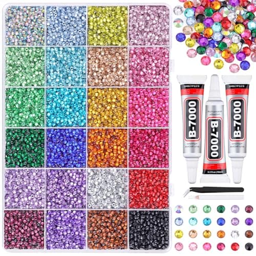 25000 Pcs Silver Clear Flatback Rhinestones for DIY Crafts
| Bedazzling Crystal with 3 Pcs 10ml B7000 Jewelry Glue for