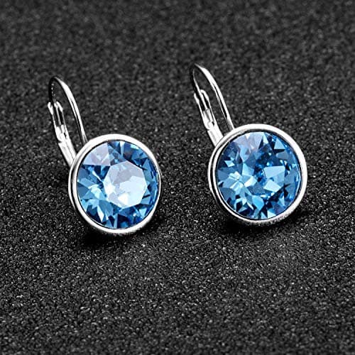 AOBOCO Sterling Silver Bella Earrings for Women, Hypoallergenic Pierced Leverback Cushion Cut Crystal Gifts