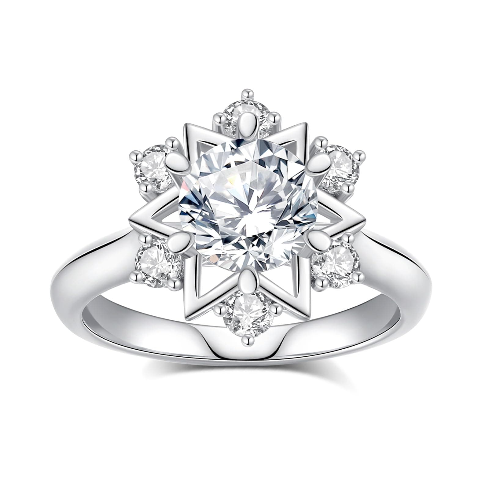 DAKKXN Moissanite Engagement Rings for Women: Round Cut VVS1 D Color Moissanite Ring, Perfect for Everyday Wear and Wedd